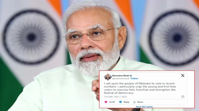 PM Modi encourages high voter turnout in Mizoram Assembly polls