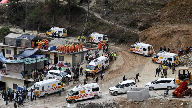 Uttarkashi Tunnel Collapse Updates: 41 ambulances lined up outside tunnel to take workers to hospital